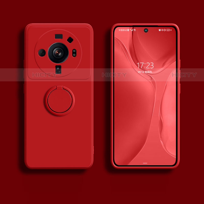 Coque Ultra Fine Silicone Souple Housse Etui avec Support Bague Anneau Aimante Magnetique A01 pour Xiaomi Mi 12 Ultra 5G Rouge Plus