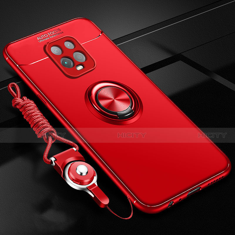 Coque Ultra Fine Silicone Souple Housse Etui avec Support Bague Anneau Aimante Magnetique A01 pour Xiaomi Redmi 10X Pro 5G Rouge Plus