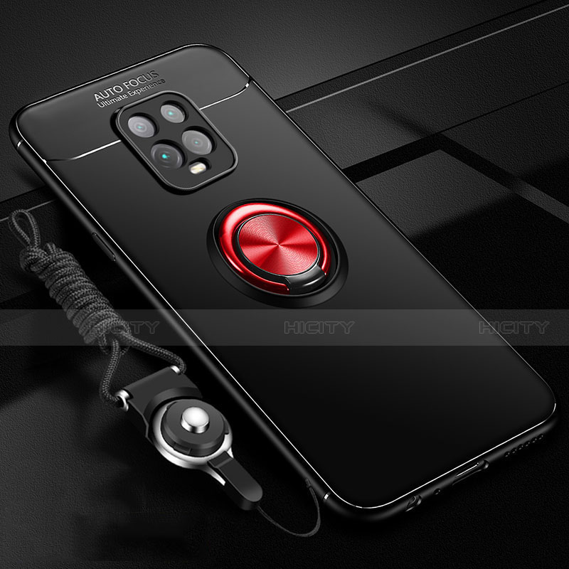 Coque Ultra Fine Silicone Souple Housse Etui avec Support Bague Anneau Aimante Magnetique A01 pour Xiaomi Redmi 10X Pro 5G Rouge et Noir Plus