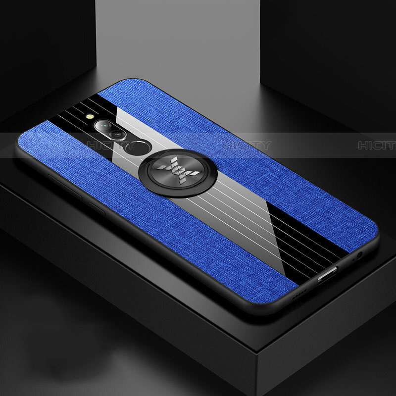 Coque Ultra Fine Silicone Souple Housse Etui avec Support Bague Anneau Aimante Magnetique A01 pour Xiaomi Redmi 8 Bleu Plus