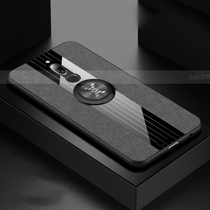 Coque Ultra Fine Silicone Souple Housse Etui avec Support Bague Anneau Aimante Magnetique A01 pour Xiaomi Redmi 8 Gris Fonce Plus