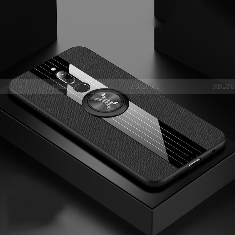 Coque Ultra Fine Silicone Souple Housse Etui avec Support Bague Anneau Aimante Magnetique A01 pour Xiaomi Redmi 8 Noir Plus