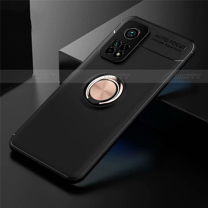 Coque Ultra Fine Silicone Souple Housse Etui avec Support Bague Anneau Aimante Magnetique A01 pour Xiaomi Redmi K30S 5G Or et Noir Plus