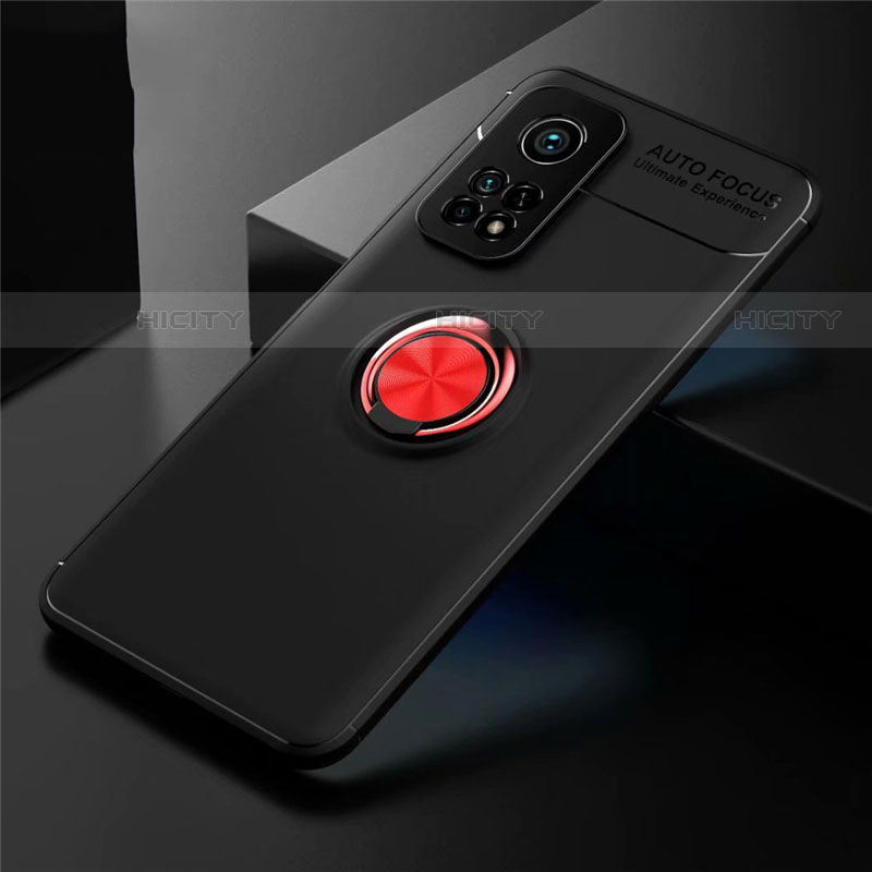 Coque Ultra Fine Silicone Souple Housse Etui avec Support Bague Anneau Aimante Magnetique A01 pour Xiaomi Redmi K30S 5G Rouge et Noir Plus