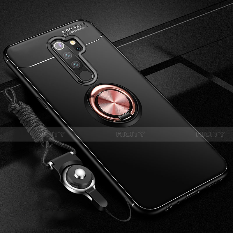 Coque Ultra Fine Silicone Souple Housse Etui avec Support Bague Anneau Aimante Magnetique A01 pour Xiaomi Redmi Note 8 Pro Or et Noir Plus