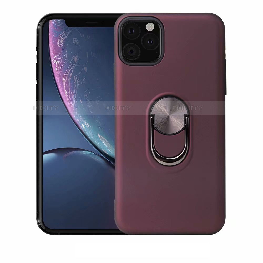 Coque Ultra Fine Silicone Souple Housse Etui avec Support Bague Anneau Aimante Magnetique A02 pour Apple iPhone 11 Pro Max Violet Plus