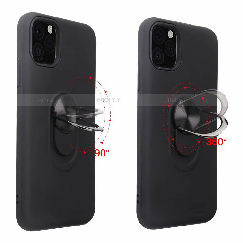 Coque Ultra Fine Silicone Souple Housse Etui avec Support Bague Anneau Aimante Magnetique A02 pour Apple iPhone 11 Pro Plus