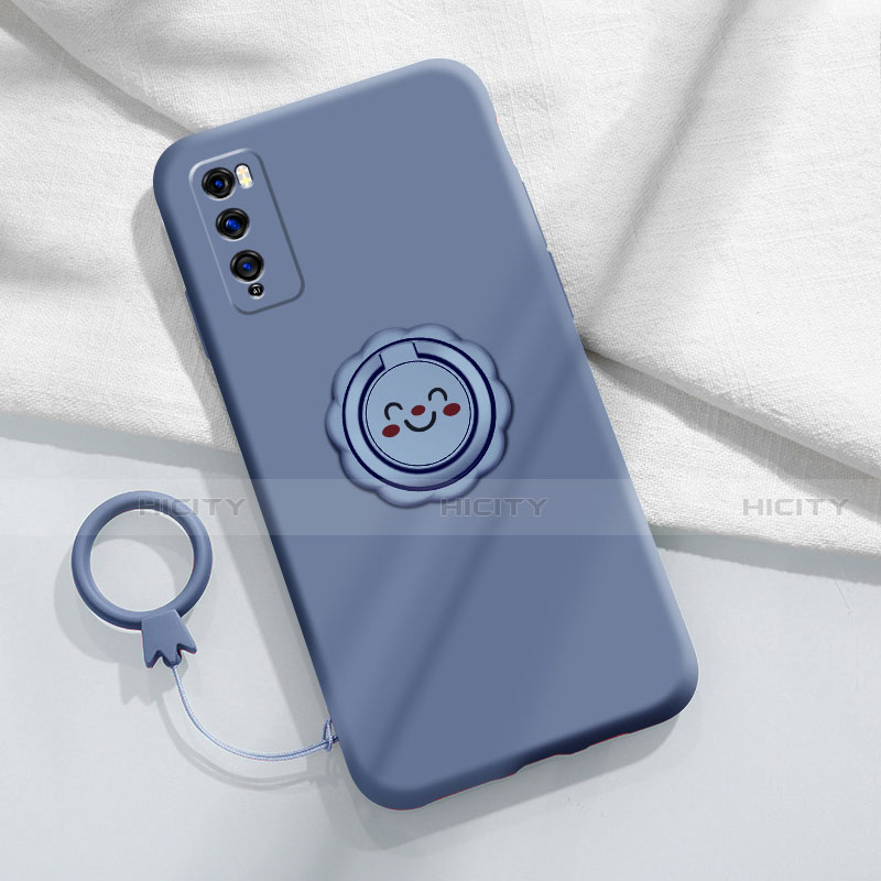 Coque Ultra Fine Silicone Souple Housse Etui avec Support Bague Anneau Aimante Magnetique A02 pour Huawei Enjoy 20 Pro 5G Gris Plus