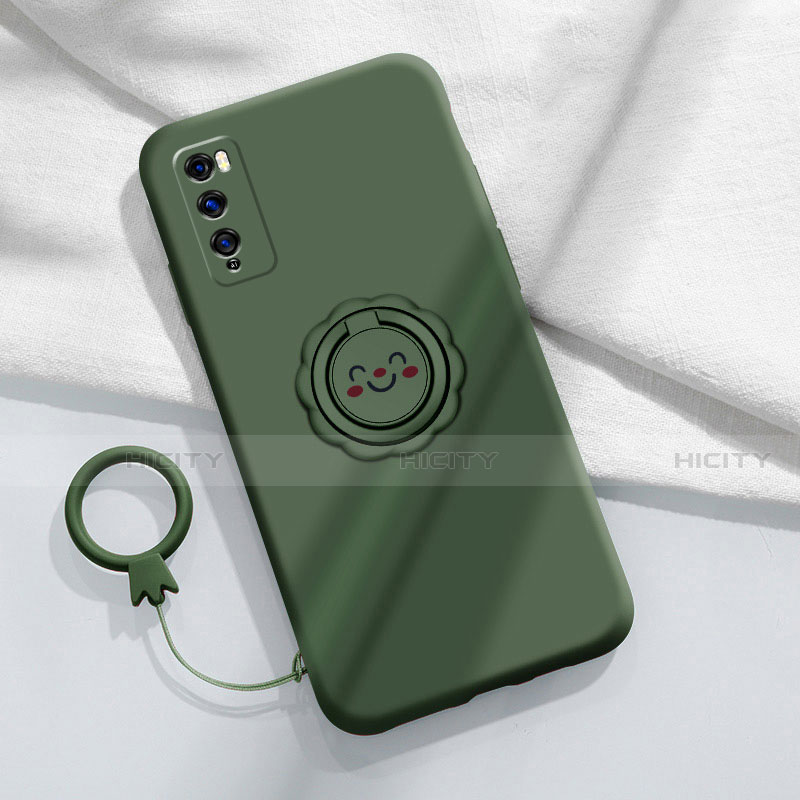 Coque Ultra Fine Silicone Souple Housse Etui avec Support Bague Anneau Aimante Magnetique A02 pour Huawei Enjoy 20 Pro 5G Plus