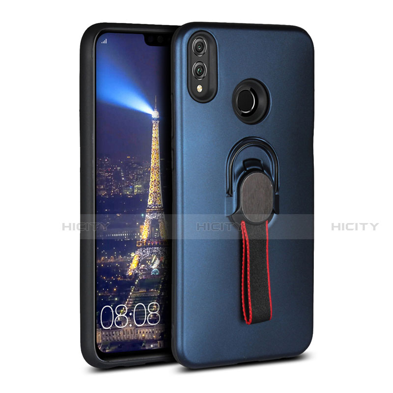 Coque Ultra Fine Silicone Souple Housse Etui avec Support Bague Anneau Aimante Magnetique A02 pour Huawei Honor V10 Lite Bleu Plus