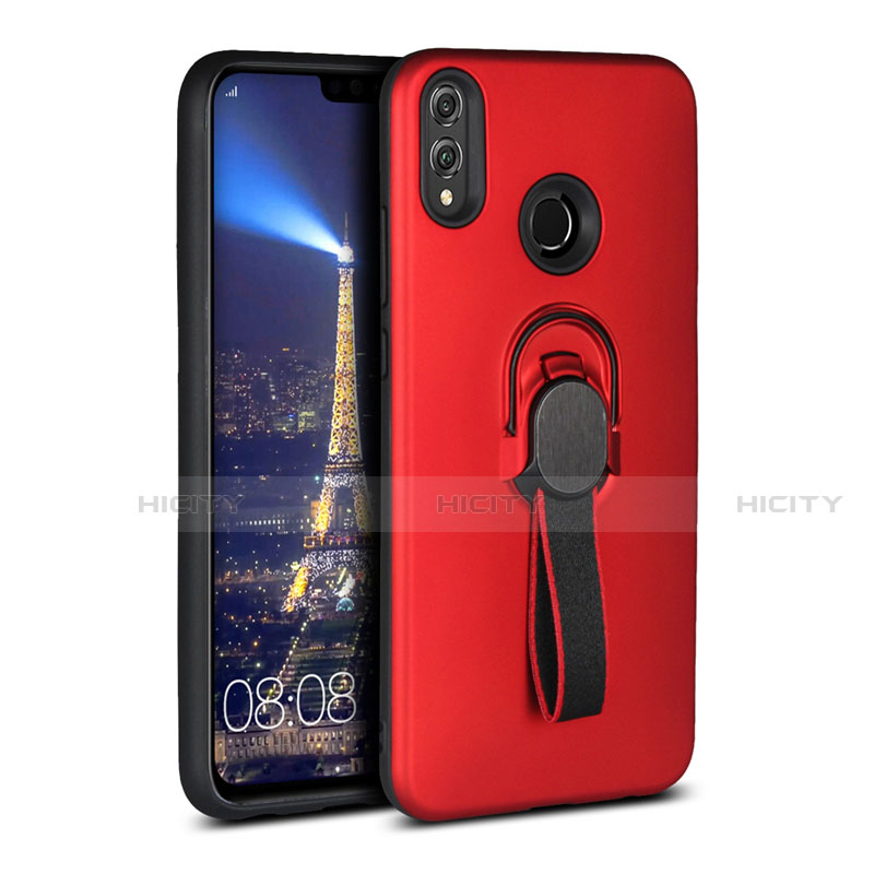 Coque Ultra Fine Silicone Souple Housse Etui avec Support Bague Anneau Aimante Magnetique A02 pour Huawei Honor View 10 Lite Rouge Plus