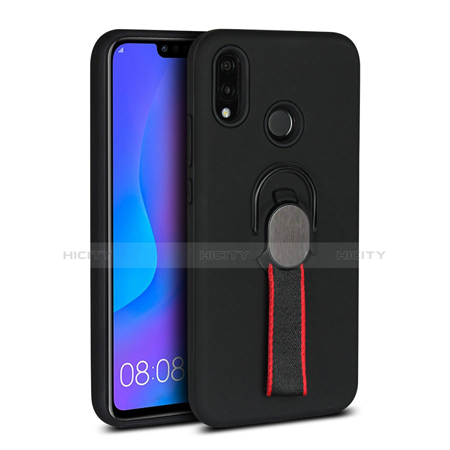 Coque Ultra Fine Silicone Souple Housse Etui avec Support Bague Anneau Aimante Magnetique A02 pour Huawei Nova 3e Noir Plus