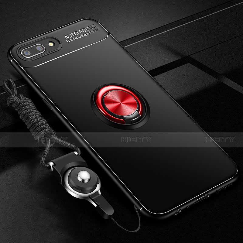 Coque Ultra Fine Silicone Souple Housse Etui avec Support Bague Anneau Aimante Magnetique A02 pour Oppo A12e Rouge et Noir Plus