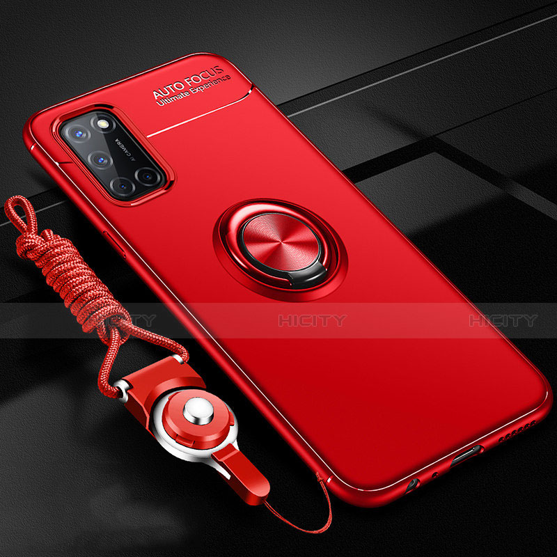 Coque Ultra Fine Silicone Souple Housse Etui avec Support Bague Anneau Aimante Magnetique A02 pour Oppo A52 Rouge Plus