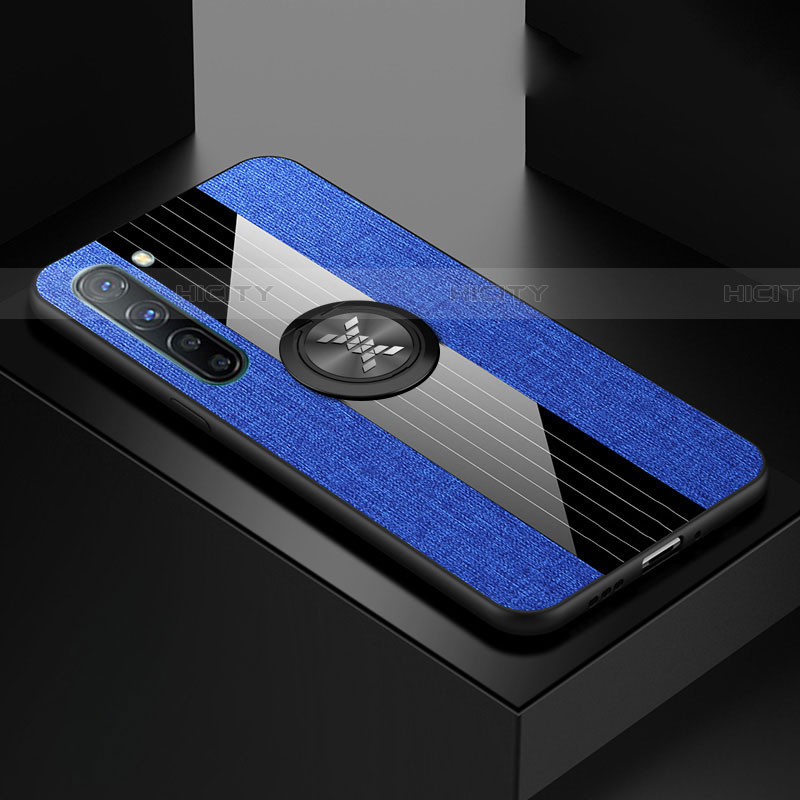 Coque Ultra Fine Silicone Souple Housse Etui avec Support Bague Anneau Aimante Magnetique A02 pour Oppo Find X2 Lite Bleu Plus