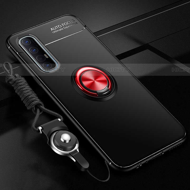 Coque Ultra Fine Silicone Souple Housse Etui avec Support Bague Anneau Aimante Magnetique A02 pour Oppo Find X2 Neo Rouge et Noir Plus