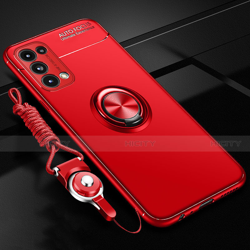 Coque Ultra Fine Silicone Souple Housse Etui avec Support Bague Anneau Aimante Magnetique A02 pour Oppo Find X3 Lite 5G Rouge Plus