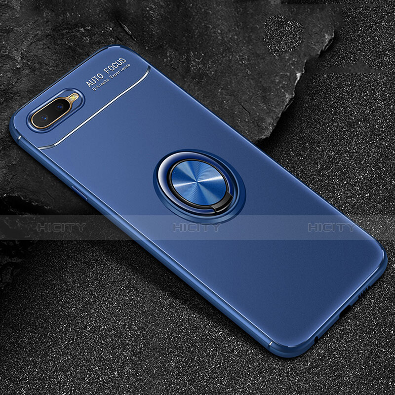 Coque Ultra Fine Silicone Souple Housse Etui avec Support Bague Anneau Aimante Magnetique A02 pour Oppo R15X Bleu Plus