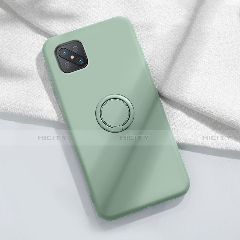 Coque Ultra Fine Silicone Souple Housse Etui avec Support Bague Anneau Aimante Magnetique A02 pour Oppo Reno4 Z 5G Cyan Plus