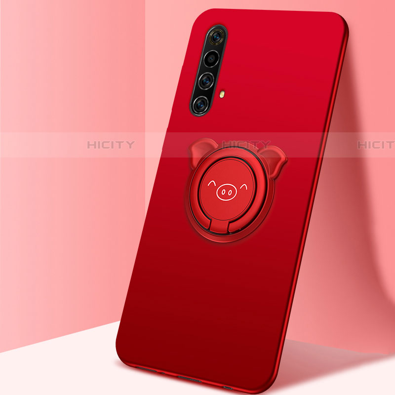 Coque Ultra Fine Silicone Souple Housse Etui avec Support Bague Anneau Aimante Magnetique A02 pour Realme X50 5G Rouge Plus