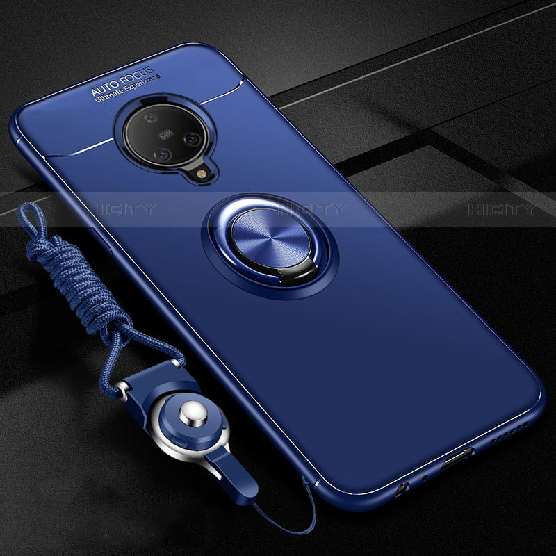 Coque Ultra Fine Silicone Souple Housse Etui avec Support Bague Anneau Aimante Magnetique A02 pour Vivo Nex 3 Bleu Plus