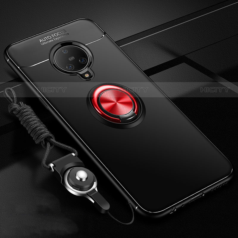 Coque Ultra Fine Silicone Souple Housse Etui avec Support Bague Anneau Aimante Magnetique A02 pour Vivo Nex 3S Rouge et Noir Plus