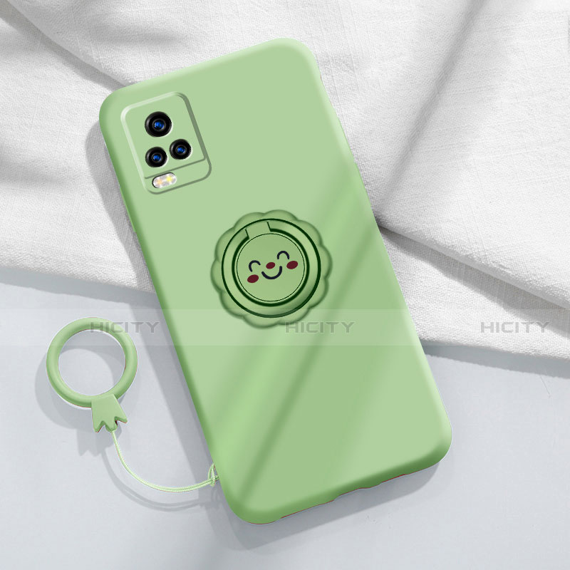 Coque Ultra Fine Silicone Souple Housse Etui avec Support Bague Anneau Aimante Magnetique A02 pour Vivo V20 Pro 5G Pastel Vert Plus