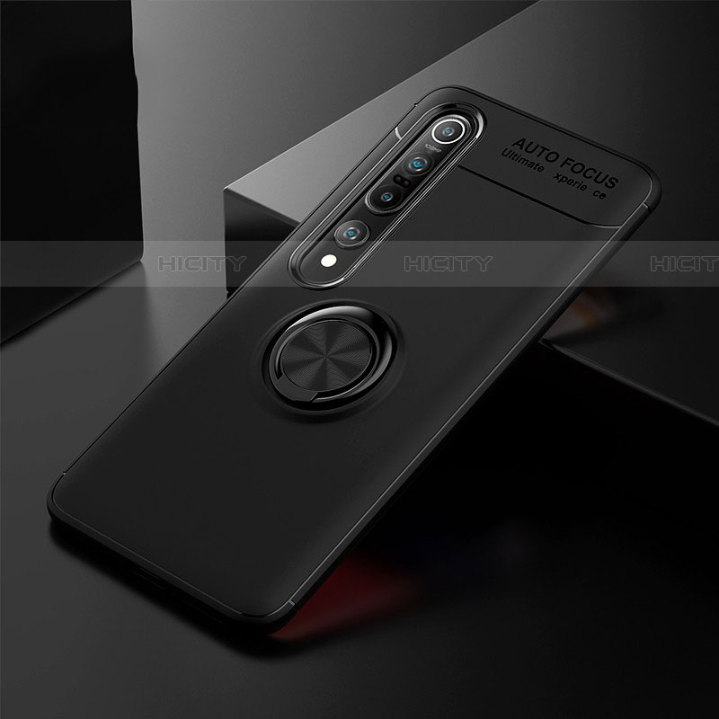 Coque Ultra Fine Silicone Souple Housse Etui avec Support Bague Anneau Aimante Magnetique A02 pour Xiaomi Mi 10 Pro Noir Plus