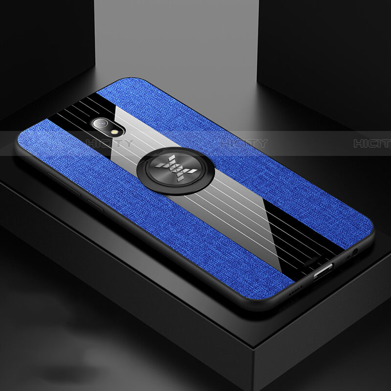 Coque Ultra Fine Silicone Souple Housse Etui avec Support Bague Anneau Aimante Magnetique A02 pour Xiaomi Redmi 8A Bleu Plus