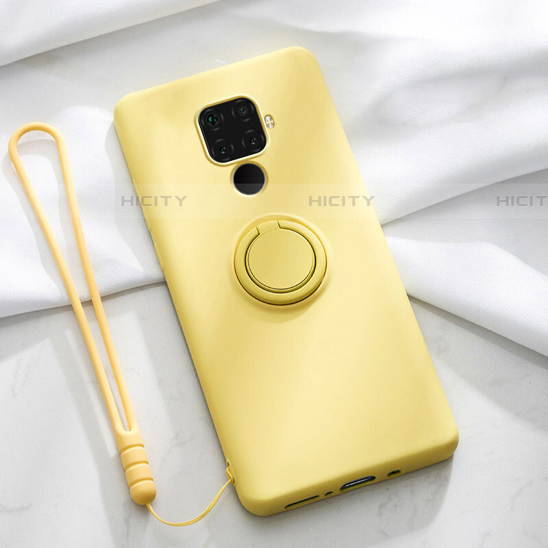 Coque Ultra Fine Silicone Souple Housse Etui avec Support Bague Anneau Aimante Magnetique A03 pour Huawei Mate 30 Lite Jaune Plus