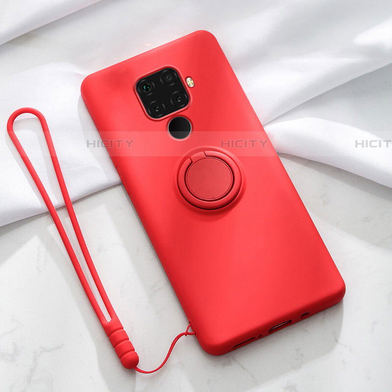 Coque Ultra Fine Silicone Souple Housse Etui avec Support Bague Anneau Aimante Magnetique A03 pour Huawei Nova 5i Pro Rouge Plus