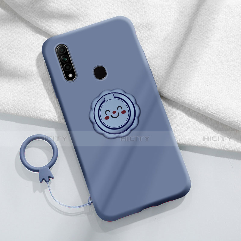 Coque Ultra Fine Silicone Souple Housse Etui avec Support Bague Anneau Aimante Magnetique A03 pour Oppo A31 Gris Plus