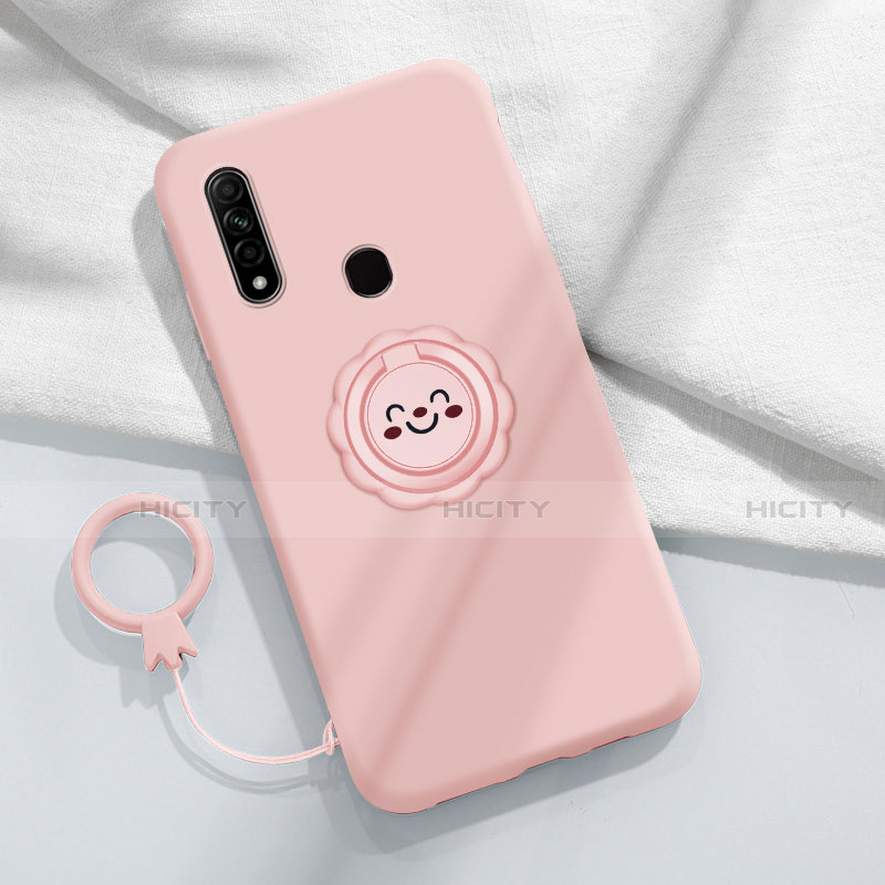 Coque Ultra Fine Silicone Souple Housse Etui avec Support Bague Anneau Aimante Magnetique A03 pour Oppo A31 Rose Plus