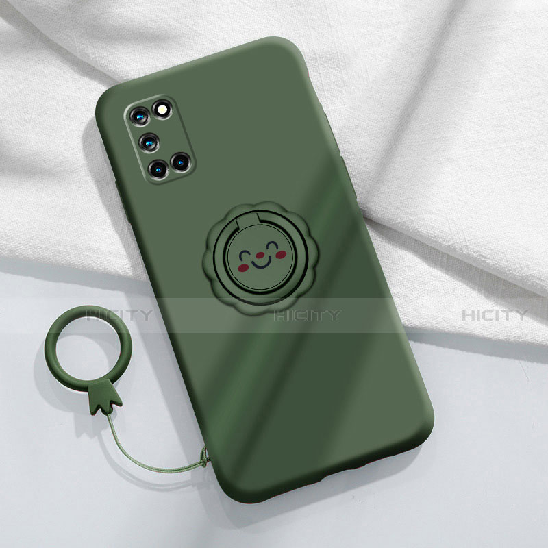 Coque Ultra Fine Silicone Souple Housse Etui avec Support Bague Anneau Aimante Magnetique A03 pour Oppo A72 Vert Plus