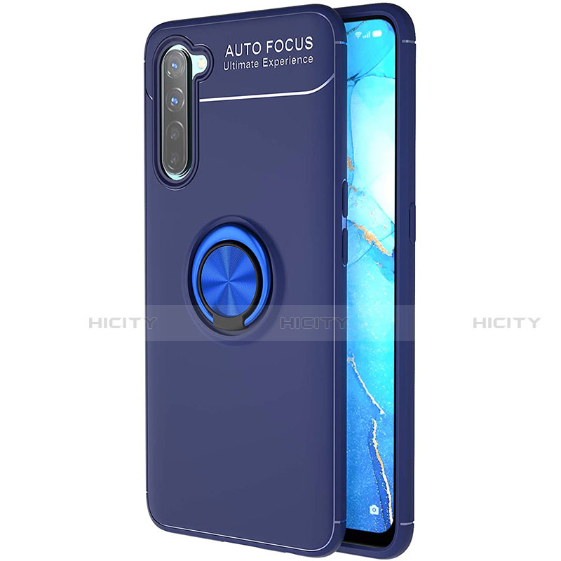 Coque Ultra Fine Silicone Souple Housse Etui avec Support Bague Anneau Aimante Magnetique A03 pour Oppo F15 Bleu Plus