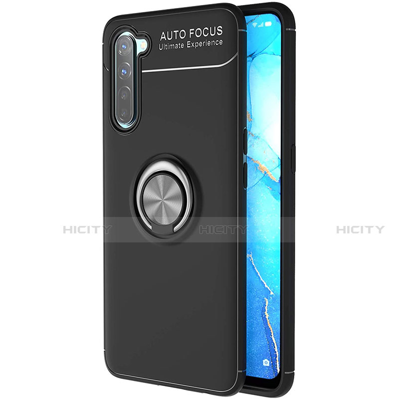 Coque Ultra Fine Silicone Souple Housse Etui avec Support Bague Anneau Aimante Magnetique A03 pour Oppo F15 Noir Plus