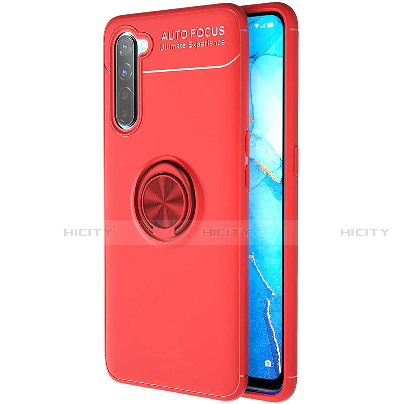 Coque Ultra Fine Silicone Souple Housse Etui avec Support Bague Anneau Aimante Magnetique A03 pour Oppo F15 Rouge Plus