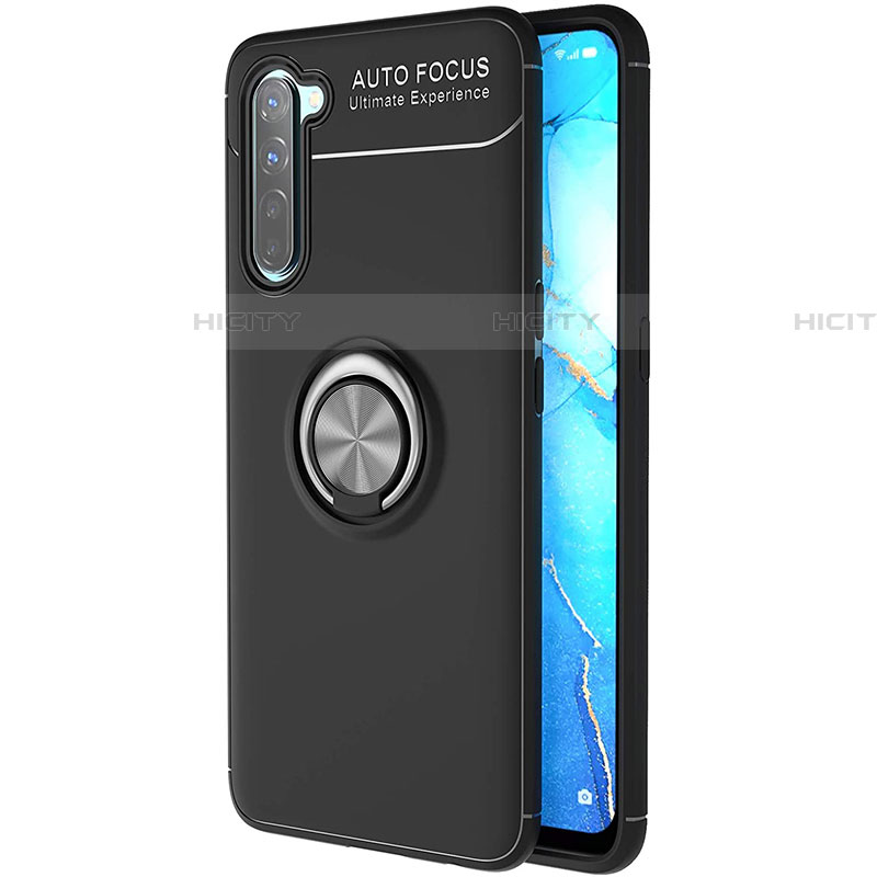 Coque Ultra Fine Silicone Souple Housse Etui avec Support Bague Anneau Aimante Magnetique A03 pour Oppo Reno3 Noir Plus