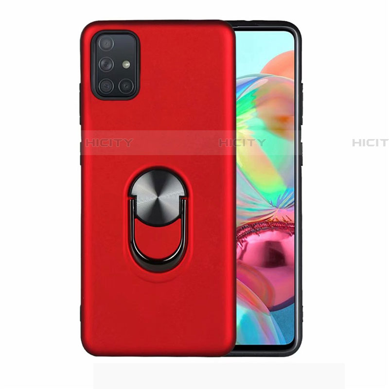 Coque Ultra Fine Silicone Souple Housse Etui avec Support Bague Anneau Aimante Magnetique A03 pour Samsung Galaxy A71 5G Rouge Plus