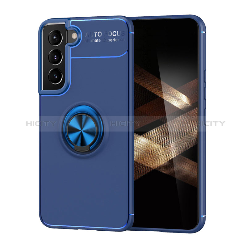 Coque Ultra Fine Silicone Souple Housse Etui avec Support Bague Anneau Aimante Magnetique A03 pour Samsung Galaxy S24 5G Bleu Plus