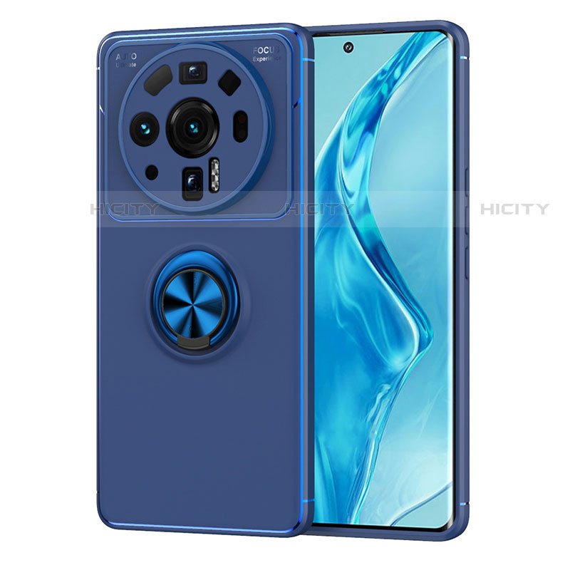 Coque Ultra Fine Silicone Souple Housse Etui avec Support Bague Anneau Aimante Magnetique A03 pour Xiaomi Mi 12 Ultra 5G Bleu Plus