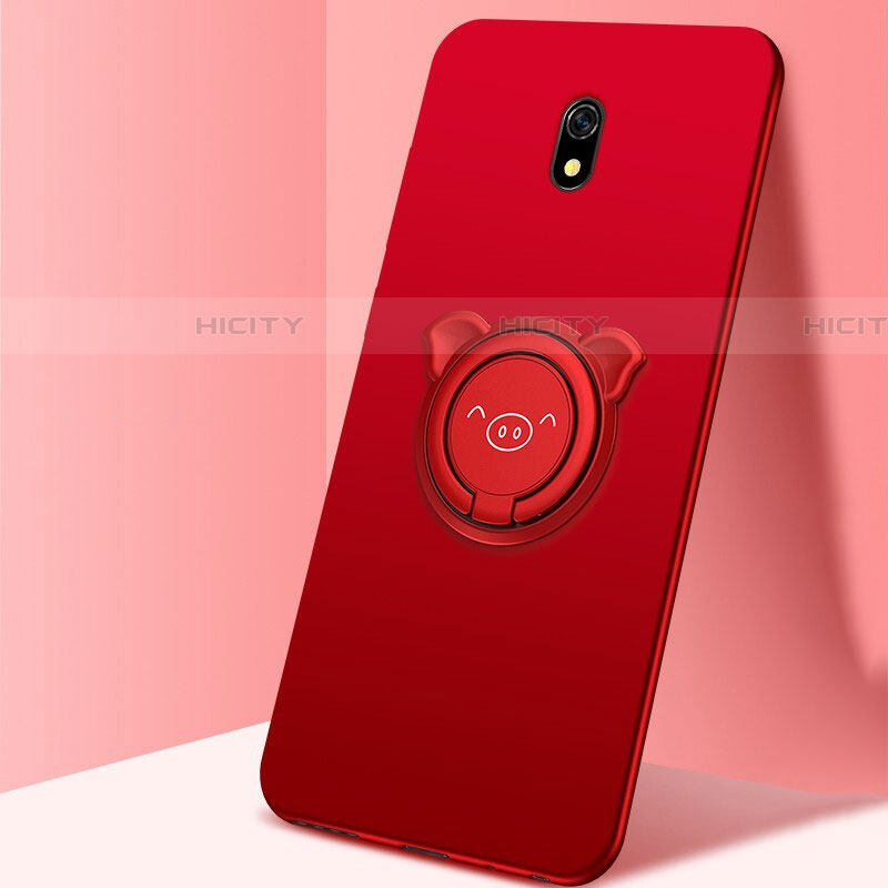 Coque Ultra Fine Silicone Souple Housse Etui avec Support Bague Anneau Aimante Magnetique A03 pour Xiaomi Redmi 8A Rouge Plus