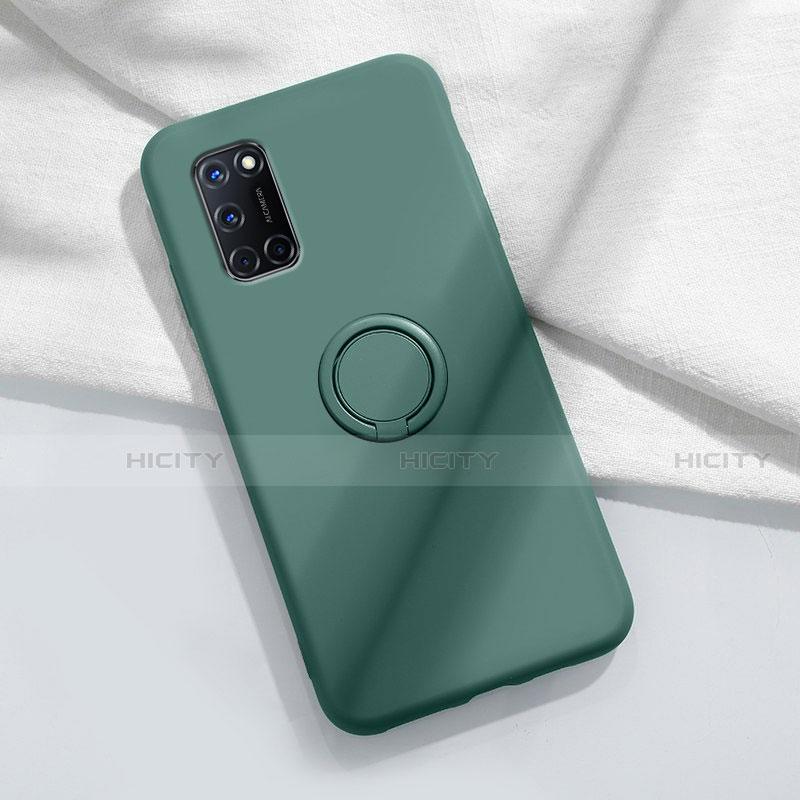 Coque Ultra Fine Silicone Souple Housse Etui avec Support Bague Anneau Aimante Magnetique A04 pour Oppo A52 Vert Plus