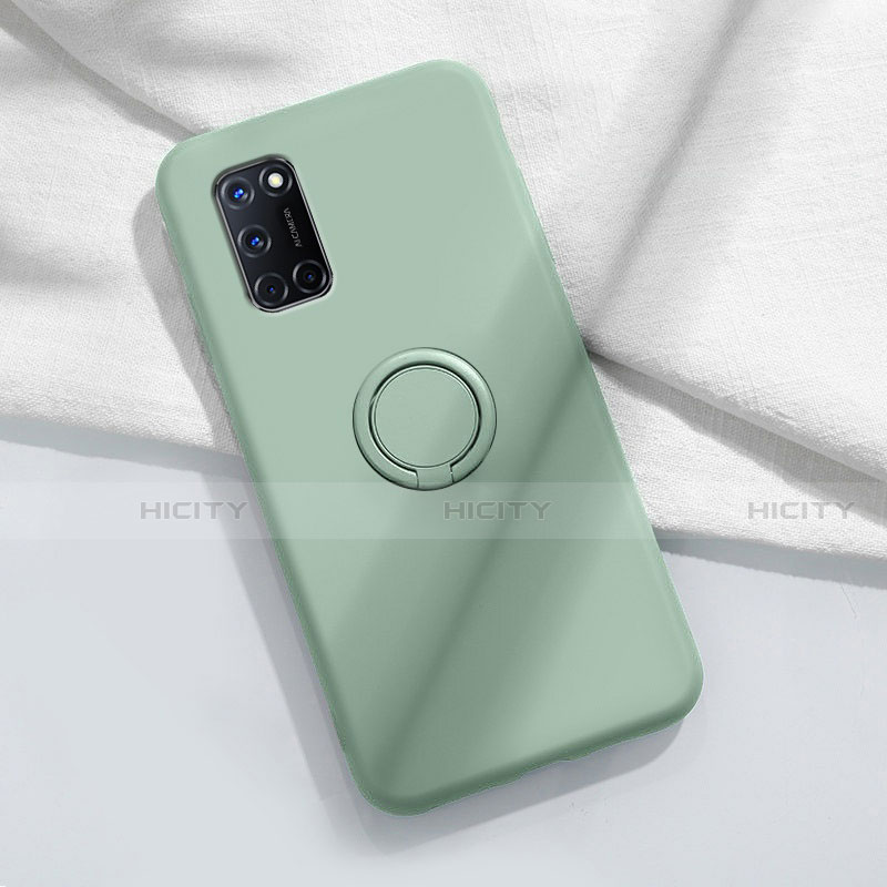 Coque Ultra Fine Silicone Souple Housse Etui avec Support Bague Anneau Aimante Magnetique A04 pour Oppo A72 Cyan Plus