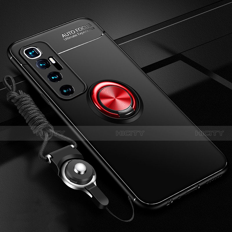 Coque Ultra Fine Silicone Souple Housse Etui avec Support Bague Anneau Aimante Magnetique A04 pour Xiaomi Mi 10 Ultra Rouge et Noir Plus