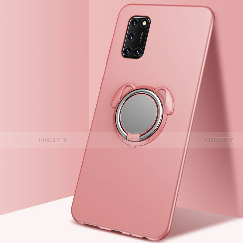 Coque Ultra Fine Silicone Souple Housse Etui avec Support Bague Anneau Aimante Magnetique A05 pour Oppo A72 Or Rose Plus