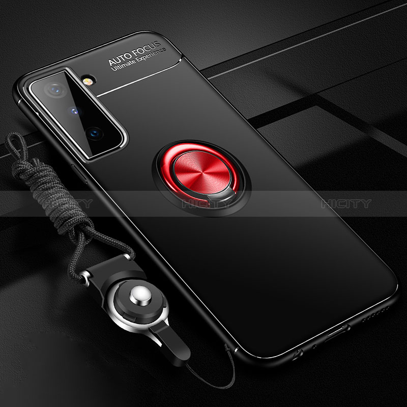 Coque Ultra Fine Silicone Souple Housse Etui avec Support Bague Anneau Aimante Magnetique A05 pour Samsung Galaxy S24 Plus 5G Rouge et Noir Plus