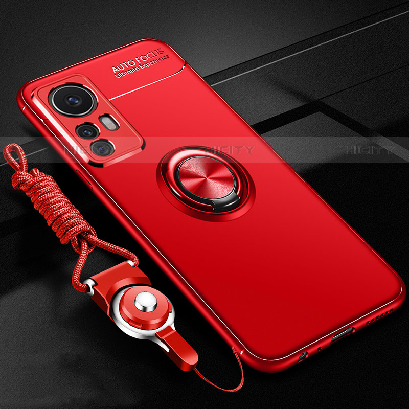 Coque Ultra Fine Silicone Souple Housse Etui avec Support Bague Anneau Aimante Magnetique A06 pour Xiaomi Mi 12 Lite 5G Rouge Plus