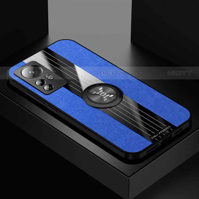 Coque Ultra Fine Silicone Souple Housse Etui avec Support Bague Anneau Aimante Magnetique A07 pour Xiaomi Mi 12 Pro 5G Bleu Plus