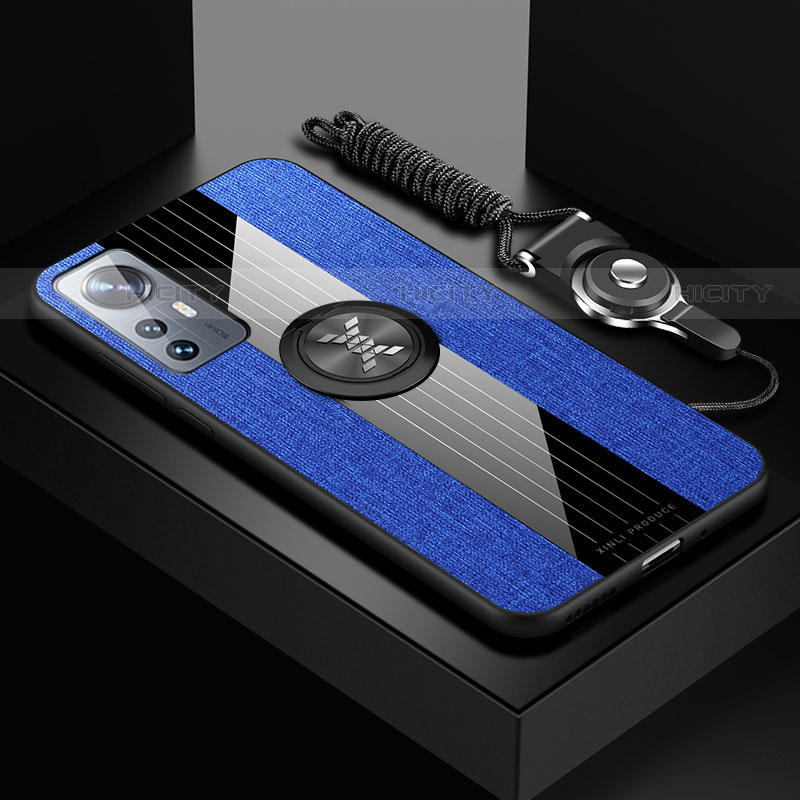 Coque Ultra Fine Silicone Souple Housse Etui avec Support Bague Anneau Aimante Magnetique A08 pour Xiaomi Mi 12S 5G Bleu Plus